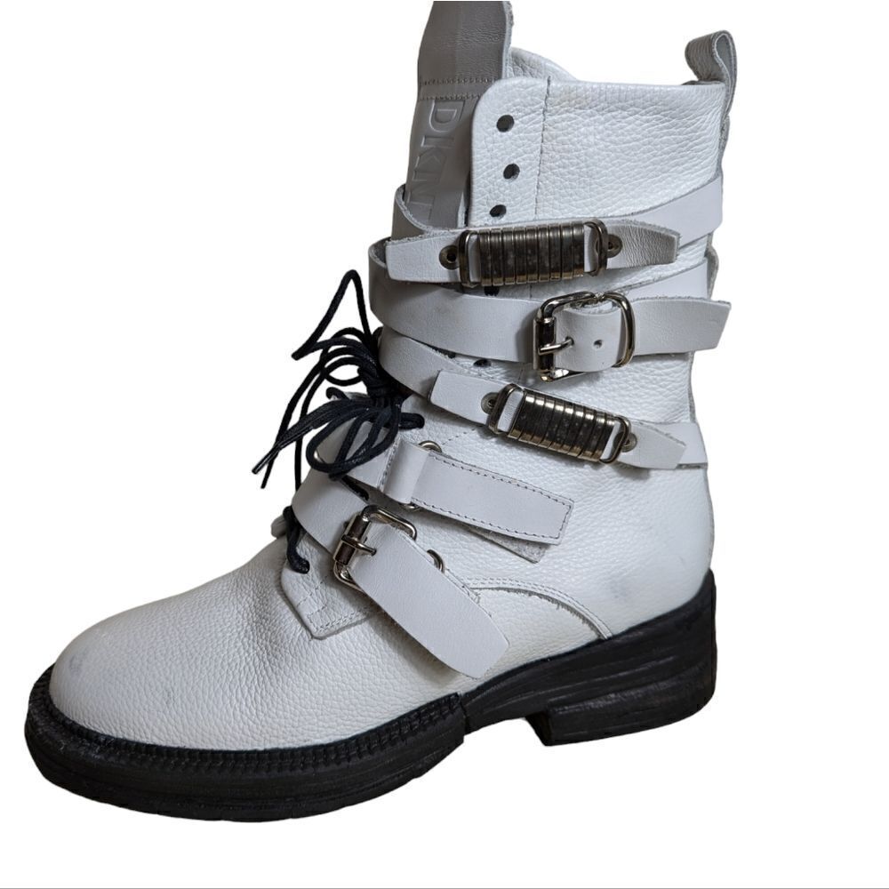 DKNY White Leather Combat Boots NIB